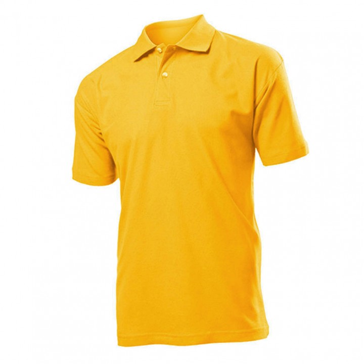 Sarı Polo Yaka Pike Dokuma Promosyon T-Shirt – Düğmeli Logo Baskılı Kurumsal Tişört